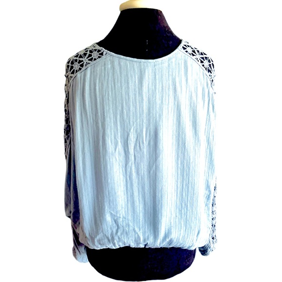 Free people Runway Crochet sleeve Top size Small Blue/grey color - Picture 6 of 9